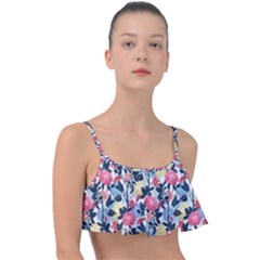 Beautiful floral pattern Frill Bikini Top