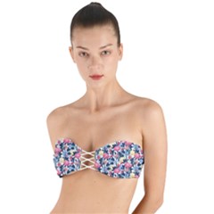 Beautiful floral pattern Twist Bandeau Bikini Top
