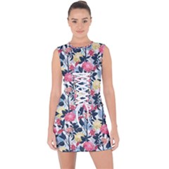 Beautiful floral pattern Lace Up Front Bodycon Dress