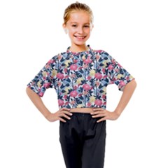 Beautiful floral pattern Kids Mock Neck Tee