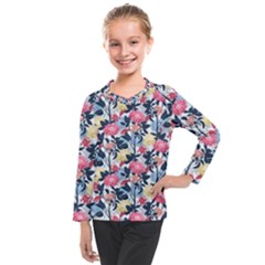 Beautiful floral pattern Kids  Long Mesh Tee