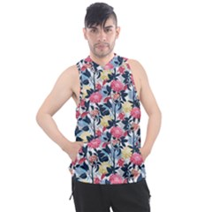 Beautiful Floral Pattern Men s Sleeveless Hoodie