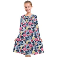 Beautiful floral pattern Kids  Midi Sailor Dress