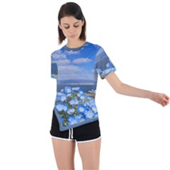 Floral Nature Asymmetrical Short Sleeve Sports Tee by Sparkle