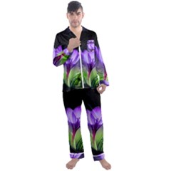 Floral Nature Men s Long Sleeve Satin Pyjamas Set