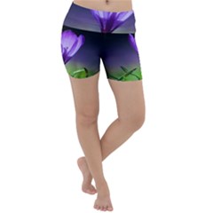 Floral Nature Lightweight Velour Yoga Shorts