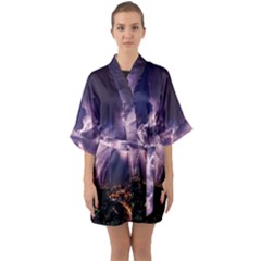 Spark Half Sleeve Satin Kimono  by Sparkle