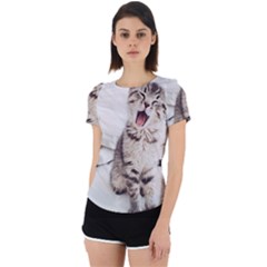 Laughing Kitten Back Cut Out Sport Tee by Sparkle