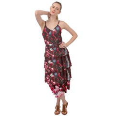 Red Floral Layered Bottom Dress by Sparkle