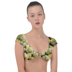 Yellow Roses Cap Sleeve Ring Bikini Top by Sparkle