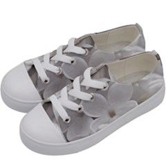 White Floral Kids  Low Top Canvas Sneakers