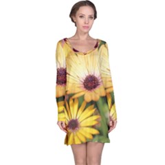 Yellow Flowers Long Sleeve Nightdress