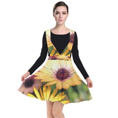 Yellow Flowers Plunge Pinafore Dress