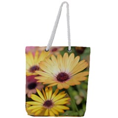 Yellow Flowers Full Print Rope Handle Tote (Large)