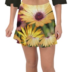 Yellow Flowers Fishtail Mini Chiffon Skirt