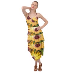 Yellow Flowers Layered Bottom Dress
