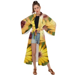 Yellow Flowers Maxi Kimono