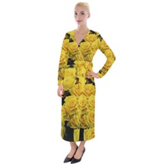 Yellow Roses Velvet Maxi Wrap Dress by Sparkle