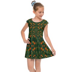 Sakura Tulips Giving Fruit In The Festive Temple Forest Kids  Cap Sleeve Dress by pepitasart