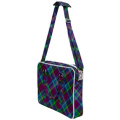 Purple, Green Tartan, Retro Buffalo Plaid Pattern, Classic Tiled Theme Cross Body Office Bag