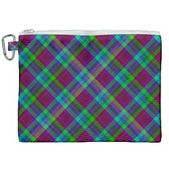 Purple, Green Tartan, Retro Buffalo Plaid Pattern, Classic Tiled Theme Canvas Cosmetic Bag (xxl) by Casemiro