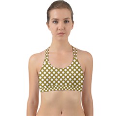 Gold Polka Dots Patterm, Retro Style Dotted Pattern, Classic White Circles Back Web Sports Bra by Casemiro