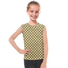 Gold Polka Dots Patterm, Retro Style Dotted Pattern, Classic White Circles Kids  Mesh Tank Top by Casemiro