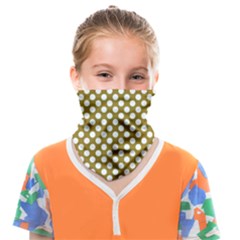 Gold Polka Dots Patterm, Retro Style Dotted Pattern, Classic White Circles Face Covering Bandana (kids) by Casemiro