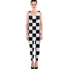 Black And White Chessboard Pattern, Classic, Tiled, Chess Like Theme One Piece Catsuit by Casemiro