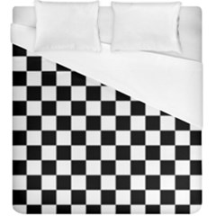 Black And White Chessboard Pattern, Classic, Tiled, Chess Like Theme Duvet Cover (king Size) by Casemiro