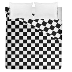 Black And White Chessboard Pattern, Classic, Tiled, Chess Like Theme Duvet Cover Double Side (queen Size) by Casemiro