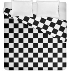 Black And White Chessboard Pattern, Classic, Tiled, Chess Like Theme Duvet Cover Double Side (king Size) by Casemiro