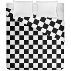 Black And White Chessboard Pattern, Classic, Tiled, Chess Like Theme Duvet Cover Double Side (california King Size) by Casemiro