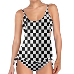 Black And White Chessboard Pattern, Classic, Tiled, Chess Like Theme Tankini Set by Casemiro