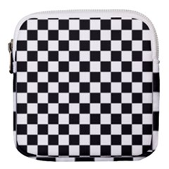 Black And White Chessboard Pattern, Classic, Tiled, Chess Like Theme Mini Square Pouch by Casemiro