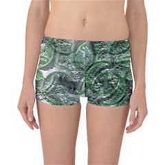 Biohazard Sign Pattern, Silver And Light Green Bio-waste Symbol, Toxic Fallout, Hazard Warning Boyleg Bikini Bottoms by Casemiro