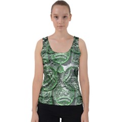 Biohazard Sign Pattern, Silver And Light Green Bio-waste Symbol, Toxic Fallout, Hazard Warning Velvet Tank Top by Casemiro