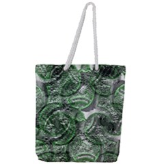 Biohazard Sign Pattern, Silver And Light Green Bio-waste Symbol, Toxic Fallout, Hazard Warning Full Print Rope Handle Tote (large) by Casemiro