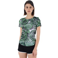 Biohazard Sign Pattern, Silver And Light Green Bio-waste Symbol, Toxic Fallout, Hazard Warning Back Cut Out Sport Tee