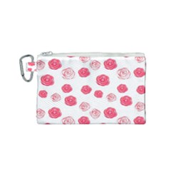 Watercolor Hand Drawn Roses Pattern Canvas Cosmetic Bag (small)