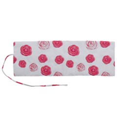 Watercolor Hand Drawn Roses Pattern Roll Up Canvas Pencil Holder (m) by TastefulDesigns