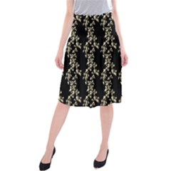 Dark Botanical Motif Pattern Midi Beach Skirt by dflcprintsclothing