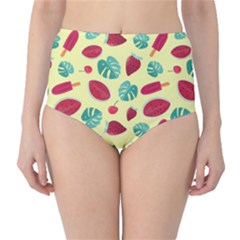 Watermelons, Fruits And Ice Cream, Pastel Colors, At Yellow Classic High-waist Bikini Bottoms by Casemiro