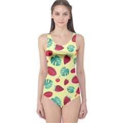 Watermelons, Fruits And Ice Cream, Pastel Colors, At Yellow One Piece Swimsuit by Casemiro