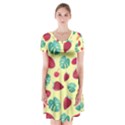 Watermelons, fruits and ice cream, pastel colors, at yellow Short Sleeve V-neck Flare Dress View1