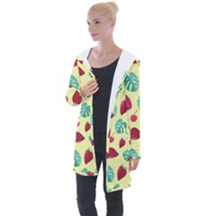 Watermelons, Fruits And Ice Cream, Pastel Colors, At Yellow Longline Hooded Cardigan by Casemiro