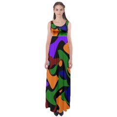 Trippy Paint Splash, Asymmetric Dotted Camo In Saturated Colors Empire Waist Maxi Dress by Casemiro