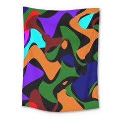 Trippy Paint Splash, Asymmetric Dotted Camo In Saturated Colors Medium Tapestry by Casemiro