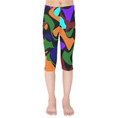 Trippy Paint Splash, Asymmetric Dotted Camo In Saturated Colors Kids  Capri Leggings  by Casemiro