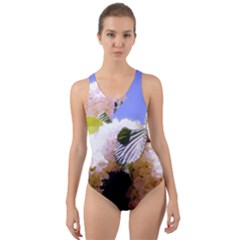 Pink Snowball Branch Cut-Out Back One Piece Swimsuit